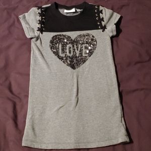 Girls Sweatshirt Dress with sequin Heart